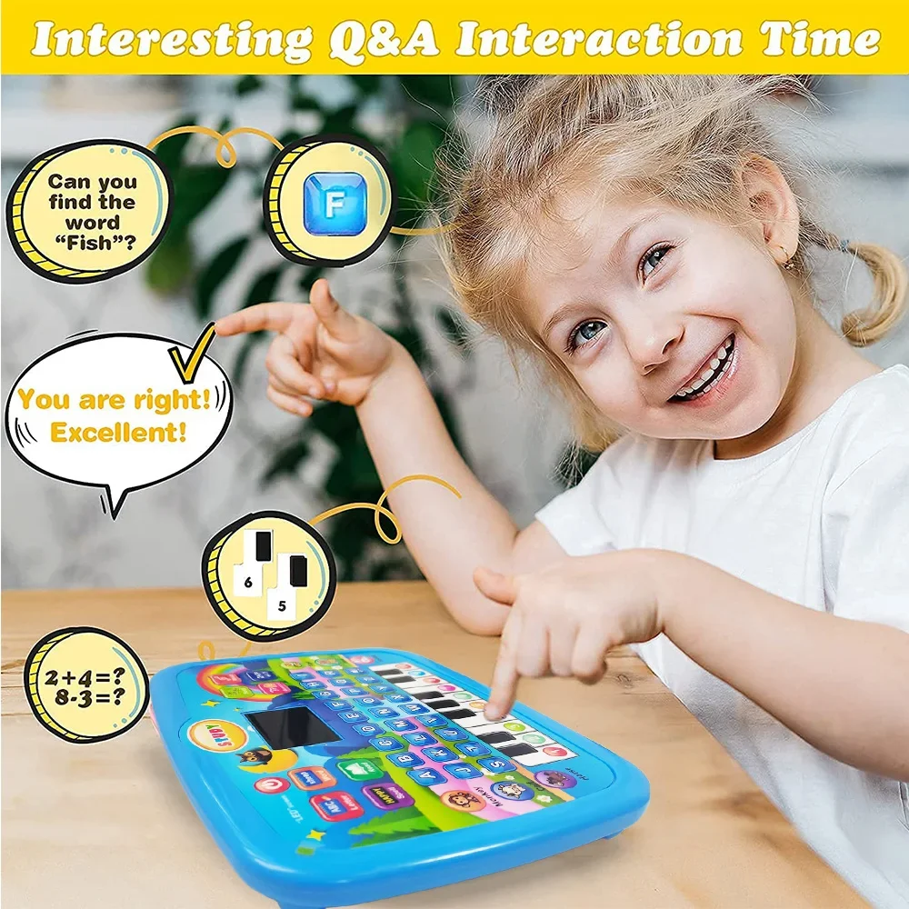 Learning Toys Kids Education Tablet Toy Age 3+ Literacy Math Music Learning Electronic Keyboard Birthday Christmas Gift