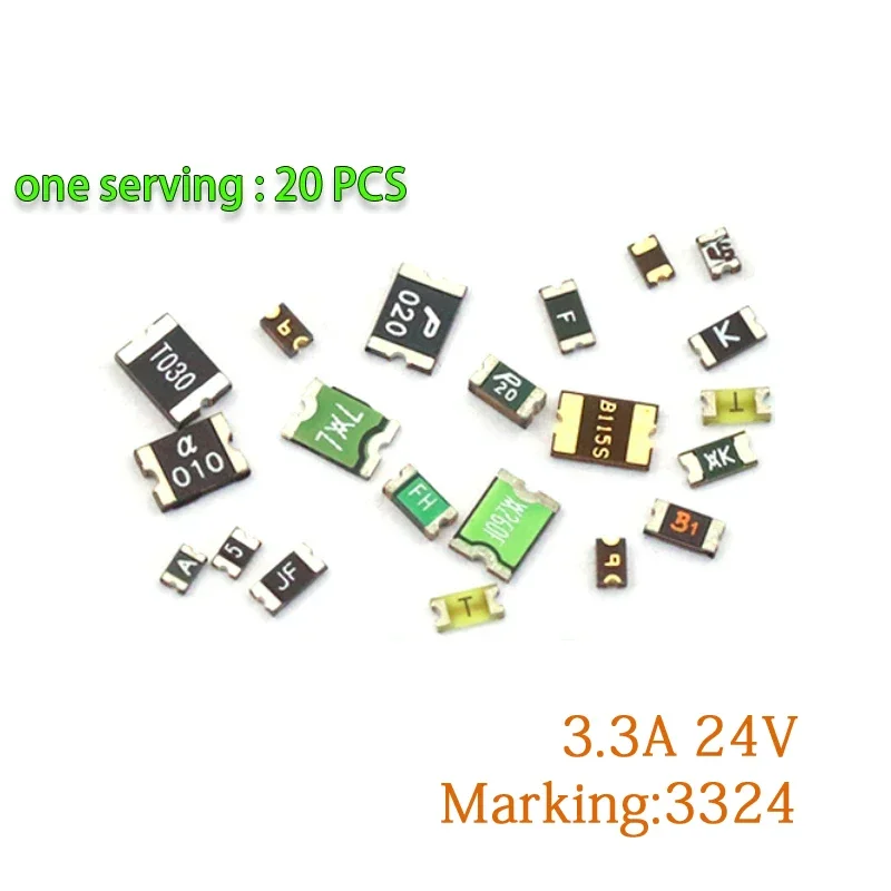 

20PCS/LOT 2920 3.3A 24V patch self-recovery fuse PPTC marking 3324