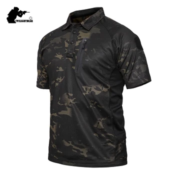 Summer Quick Drying Camouflage Men's Polo Shirt Short Sleeve Airsoft Tactical Shirt Men Clothing Solid Casual T Shirt AF25
