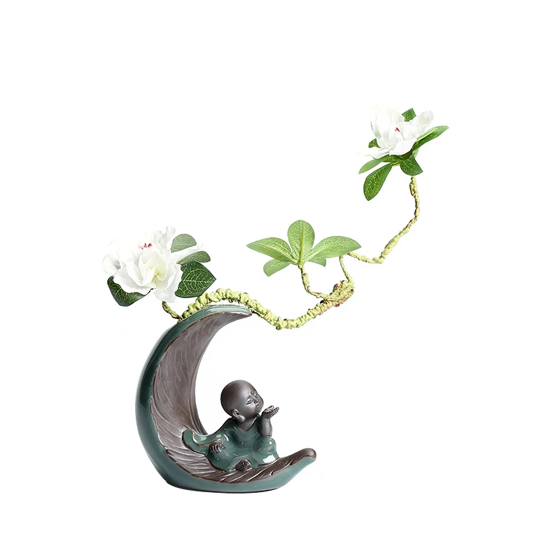 Chinese creative vase ceramic decoration home study desk antique frame decorative arts and crafts Bonsai decoration ceramic vase decoration