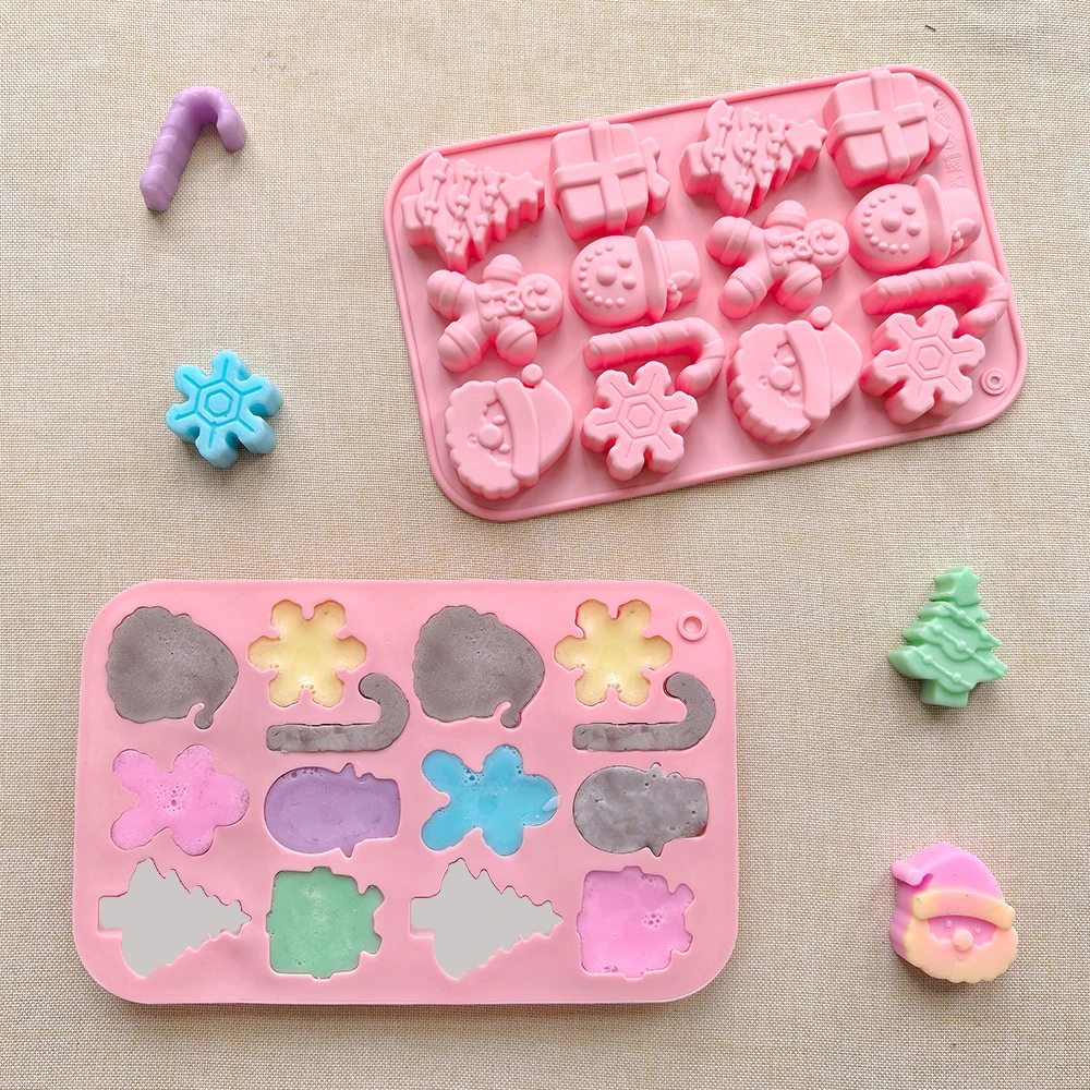 1pc 14-Cavity Christmas Chocolate Mold with Tree, Snowflake, Gingerbread Man, Snowman, ... - SKU CCM01836 - UGI Packaging