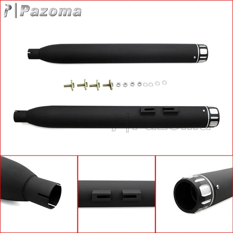

Горячая Распродажа Pazoma черный мяч фрезерованный наконечник 3,5 ''слипоны мотоциклетные глушители выхлопные для Harley Touring модели 1995 - 2016