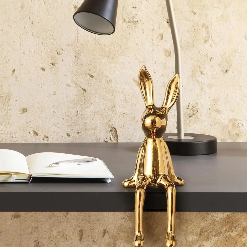 

Nordic Long-Eared Sitting Rabbit Animal Figures Ceramic Modern Rabbit Statues Luxury Rabbit Sculpture Table Decor