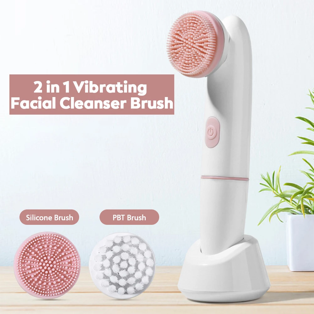 

Electric Silicone Facial Brush Cleansing Skin Massager Face Brush Vibration Sonic Cleanser Deep Pore facial brush machine Brush