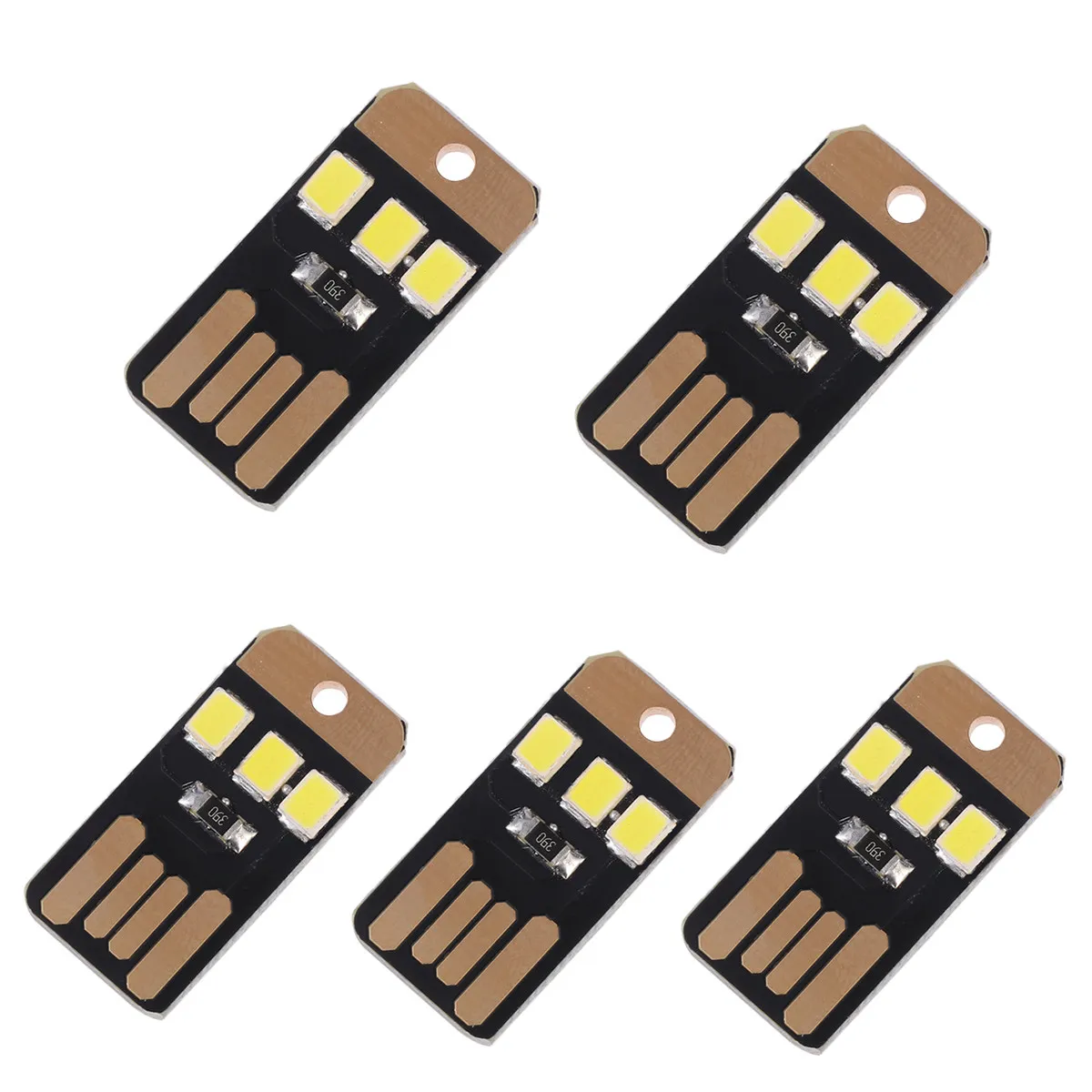 5Pcs 초박형 휴대용 USB 미니 LED 라이트 키보드 노트북 야간 캠핑 비상 조명 키 체인 램프 따뜻한 화이트