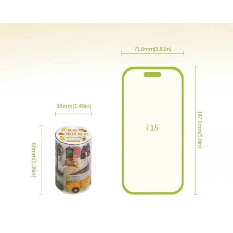 1 롤 유럽 스타일 테이프 롤 2M 콜라주 접착제 DIY 핸드북 용품 60mm * 2m 장식 바닥 PET 내 여행 일기 빈티지