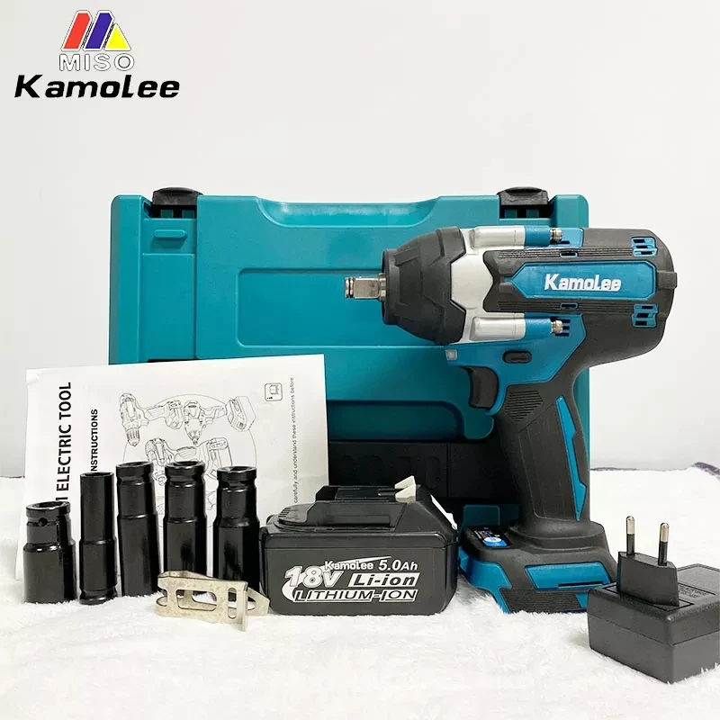 Kamolee 1800 N.M High Torque 6.0Ah 6000mAh Brushless Chave de Impacto Elétrica 1/2 Em Bateria De Íons De Lítio Para Makita 18V Bateria