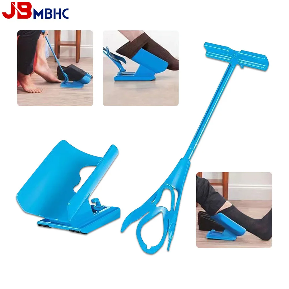 Wear Socks Aid Device Slider Easy Put on Sock Aid Kit Shoe Horn Device No Bending Stretching Sock Supports Braces Tool
