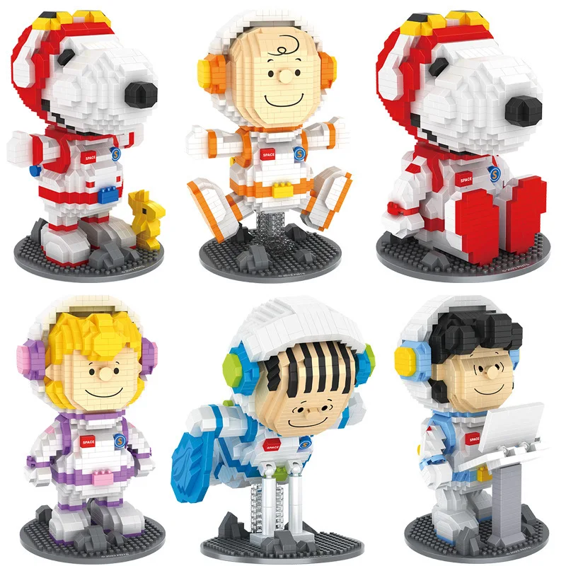 Miniso Astronaut Snoopy Building Blocks Space Series Cartoon Doll Small Particle Plug-in Toy Boy's Birthday Gift 1