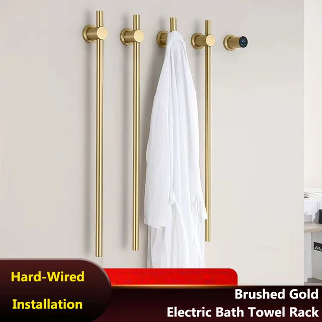 ราวแขวนผ้าเช็ดตัวไฟฟ้าแบบตั้งพื้นควบคุมอุณหภูมิ พร้อมแผ่นทำความร้อนคาร์บอนไฟเบอร์ในตัว ซ่อนความร้อน ผลิตจากสแตนเลส 304 1