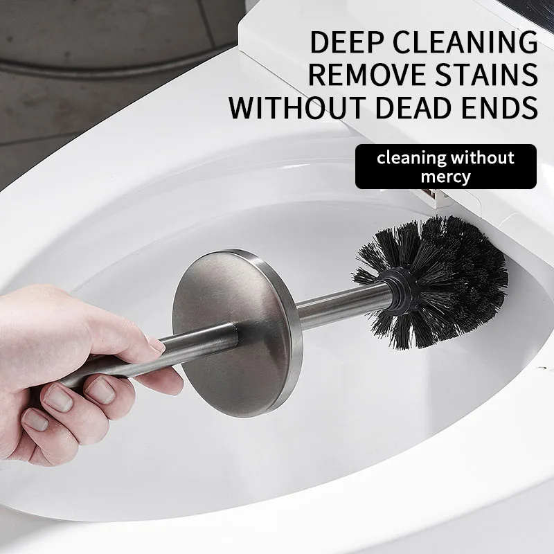Toilet Brush Wall Mounted 304 Stainless Steel Cleaning Tools No Drill Bathroom Accessories WB8713