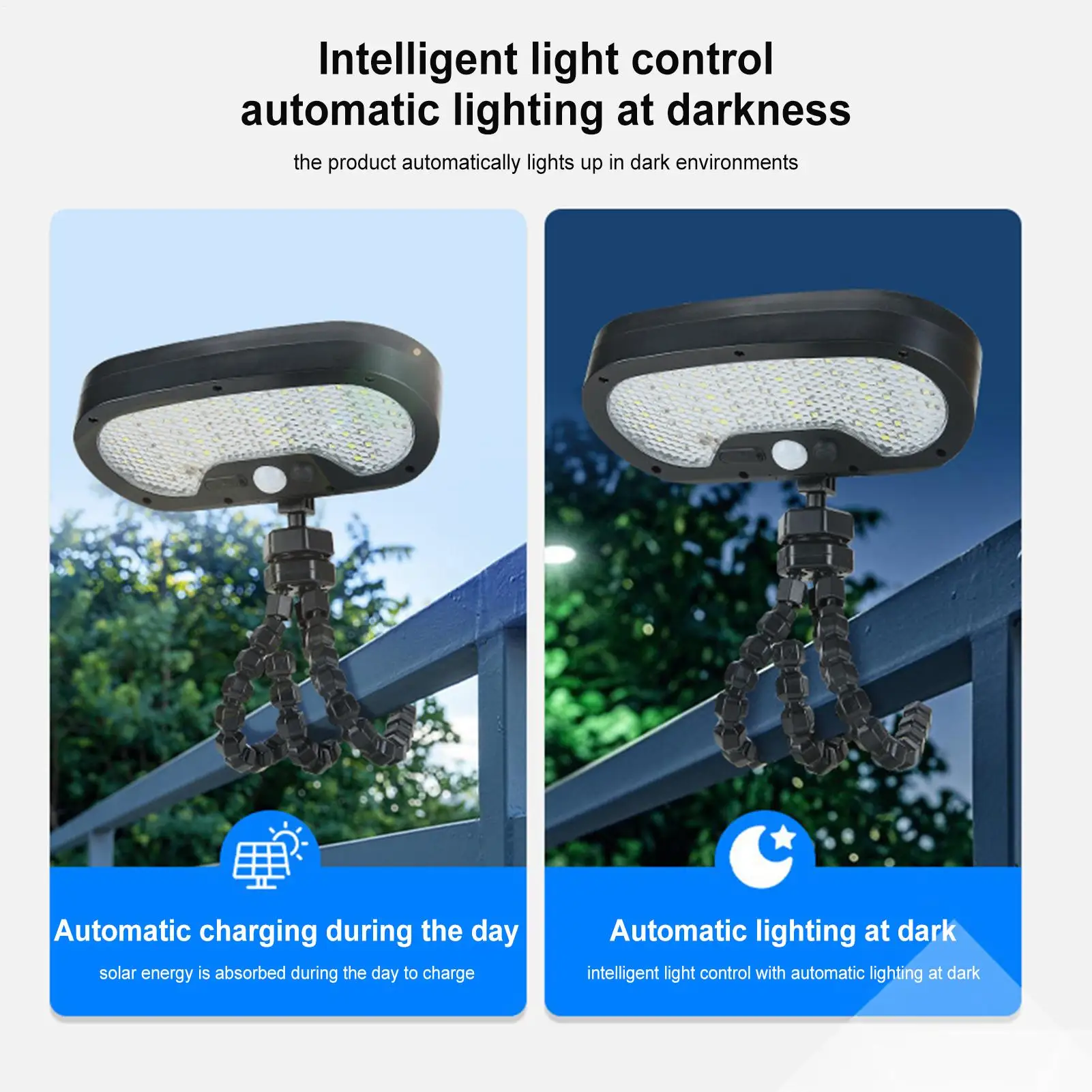 태양광 모션 센서 조명, 방수 투광등, 야외 보안등, 파티오 정원 데크용 플렉시블 옥토퍼스 삼각대 포함