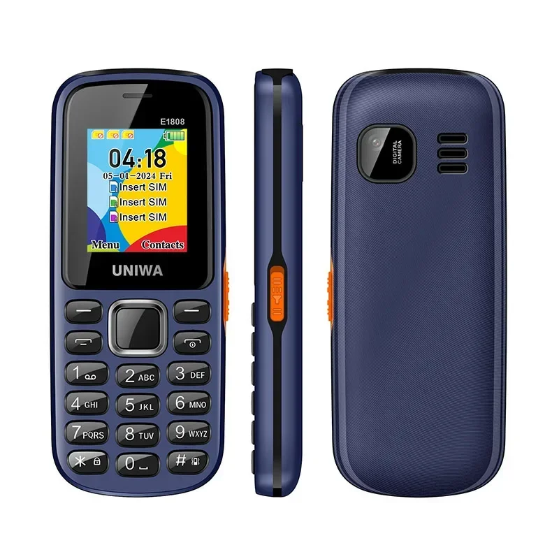 UNIWA E1808 2G Keypad Phone Cellphone 1.77 Inch Push Button 800mAh Telephone for Senior Elder Wireless radio GSM mobile phone 4