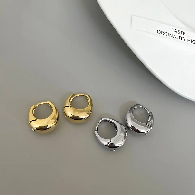 Metallic Punk Oval Hoop Earrings