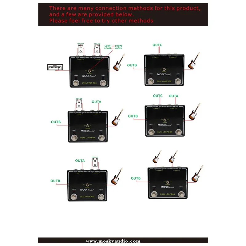 MOSKYAUDIO DUAL LOOP BOX Looper Pedal 2 Independent Loop Guitar Accessories True Bypass Footswitches Pedal Guitar Amp