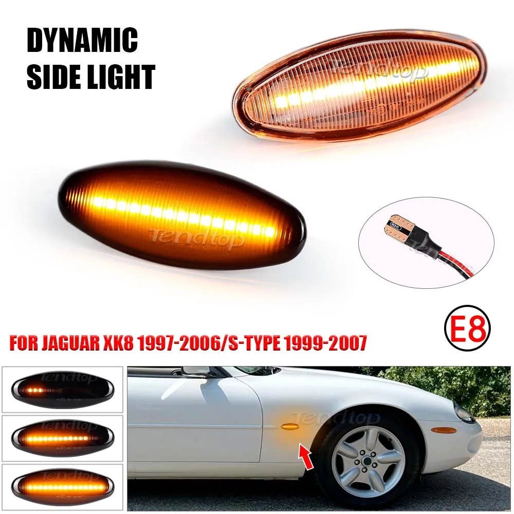 

LED Dynamic Flashing Repeater Turn Signals Side Marker Light For Jaguar S-Type 1999-2007 XK8 XKR 1996-2005 XJ X350 2003-2006