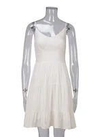 Wolfeel Spring Summer Women's Linen Cotton Dress Vintage  A-line Sling Dress Sexy Hot Girl V-neck Camisole RUFFLES Dress - Image 5