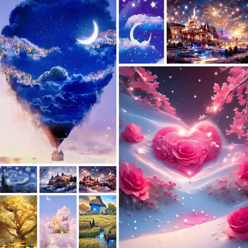 

580755 Fairy Tale Fantasy Landscape Coloring By Numbers Painting Complete Kit Oil Paints 40*50 Painting On Canvas Home Decor