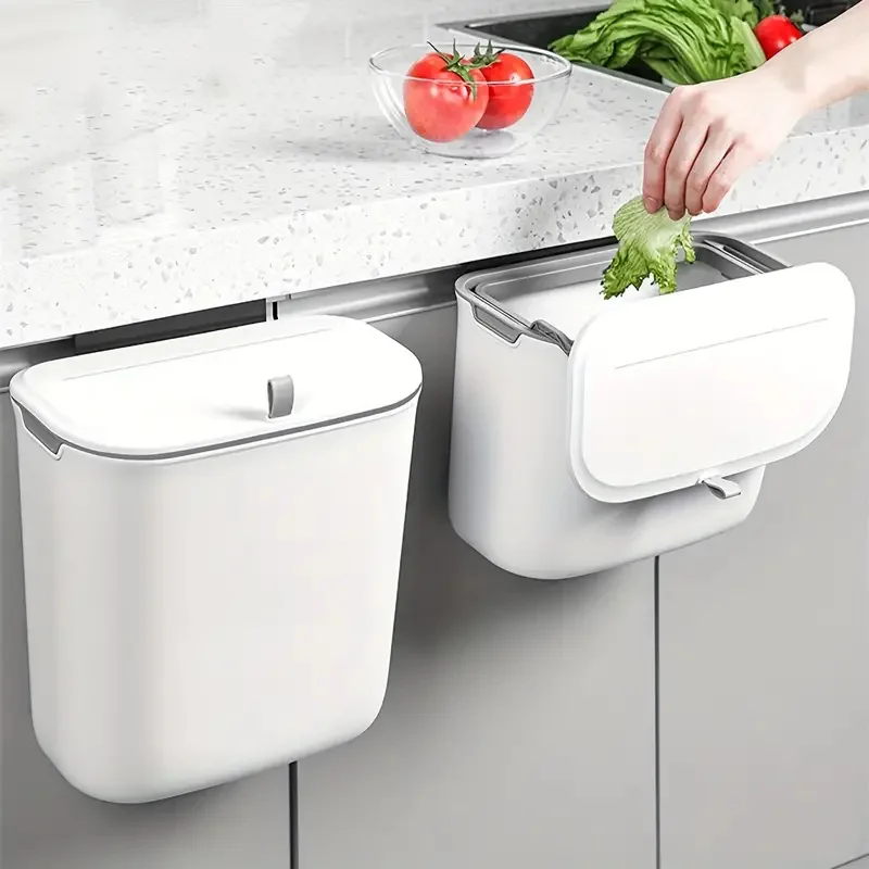 9L Kitchen Trash Can Hanging Home Garbage Bin Large Capacity Wall Mounted  Storage Bucket Inside Cabinet Door Waste Bins with Lid - AliExpress