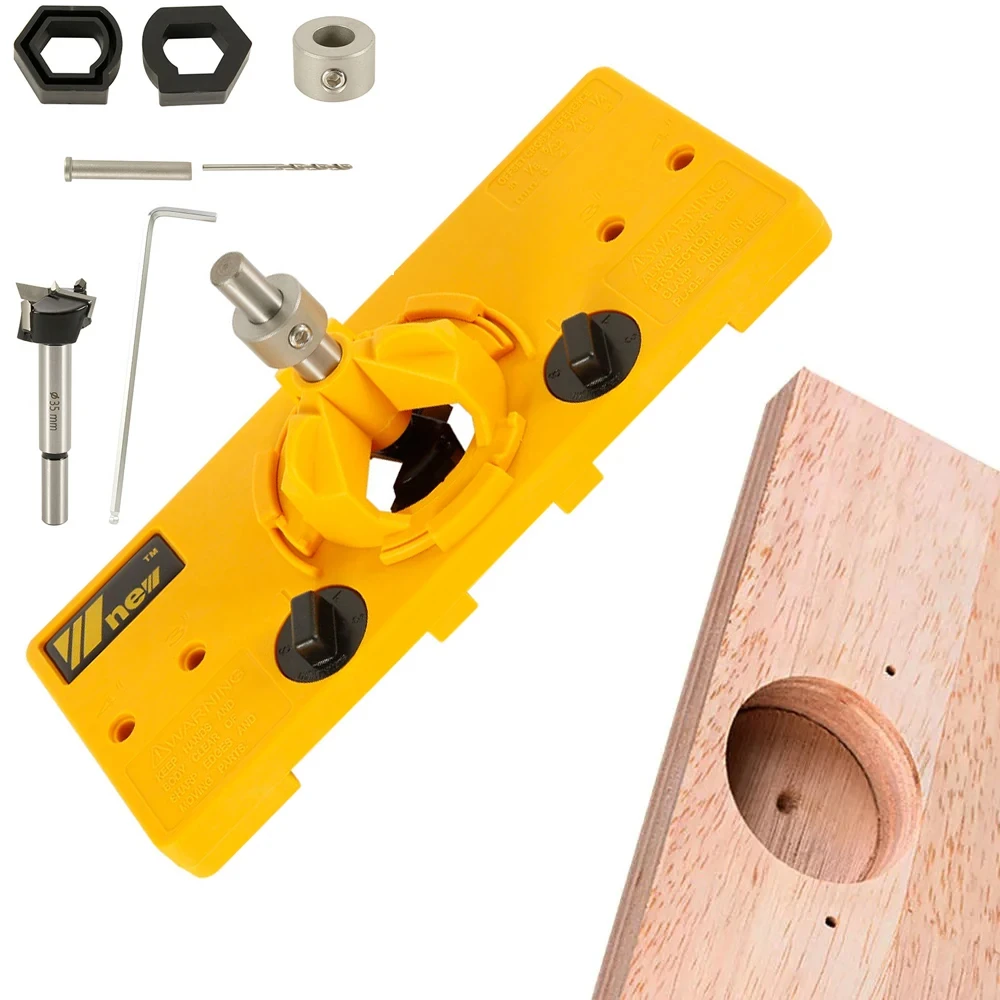 Woodworking Hinge Drill Guide Template with Forstner Bit