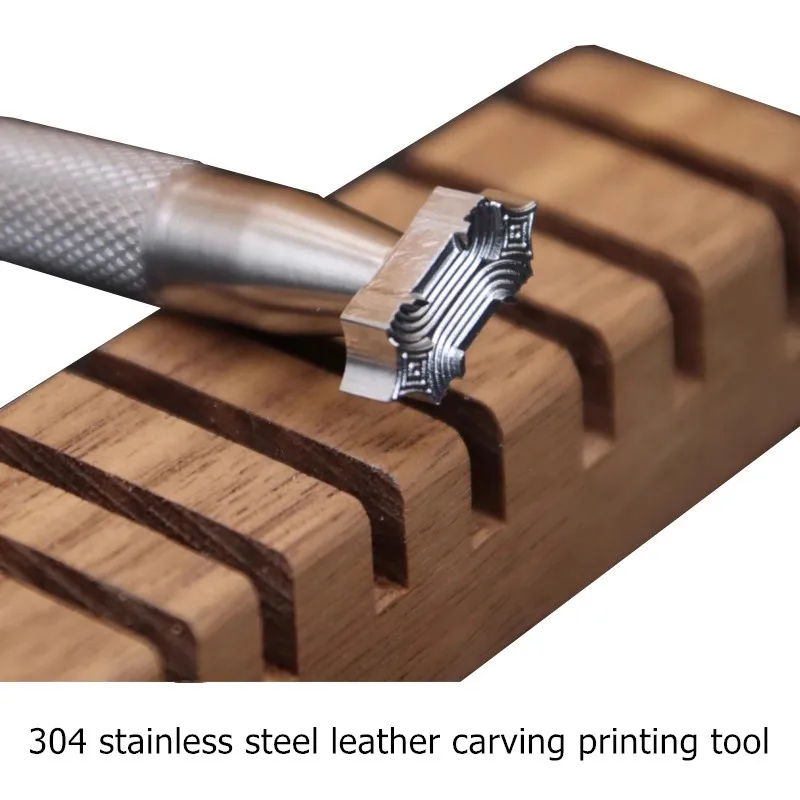 304 Stainless Steel 3D Geometric Leather Stamp Tool Multi-Function Embossing Punch Veg-Tanned Leather DIY 16x7mm