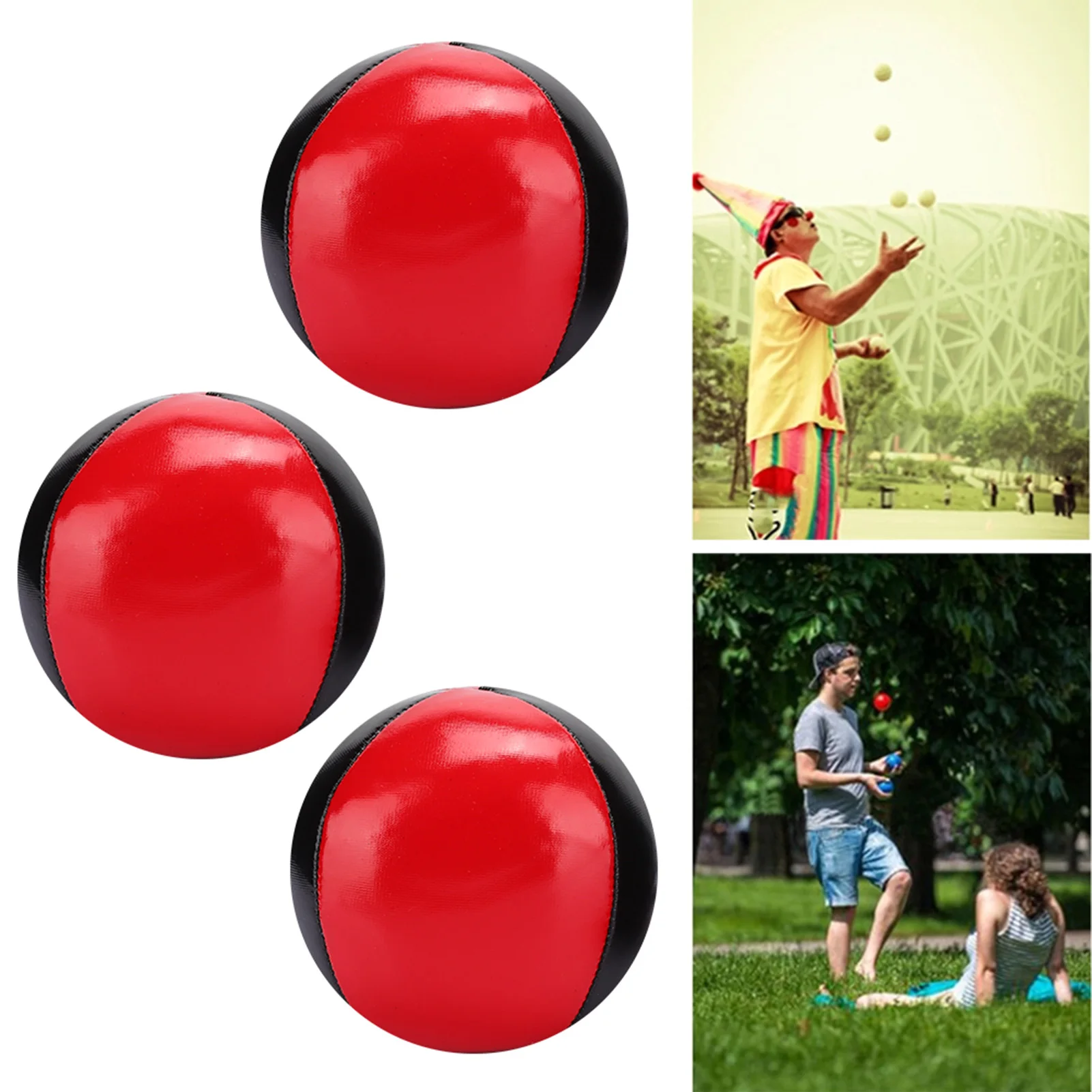ZK30 3PCS Red Black PU Leather High End Portable EPS Fine Colloidal Particle Juggling Ball
