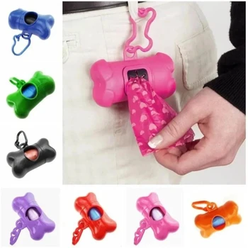 Pet Dog Bone Shape Trash Bag Dispenser with 1 Roll Pet Poop Bag Set Garbage Bag Hamster Accessories 2