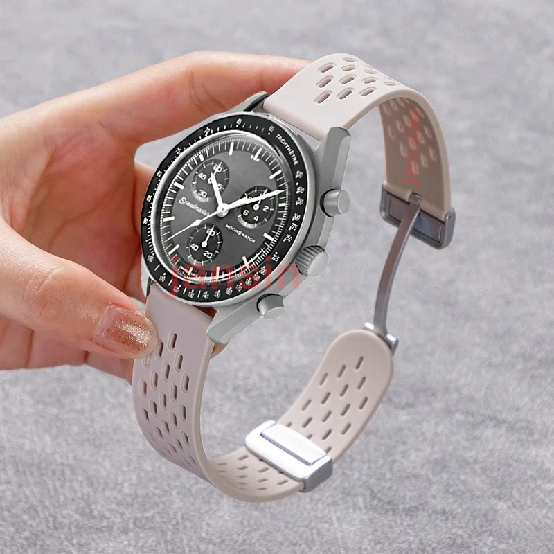 Magnetic Silicone Sport Watchband for MoonSwatch - Enhanced Replacement Bracelet Accessory