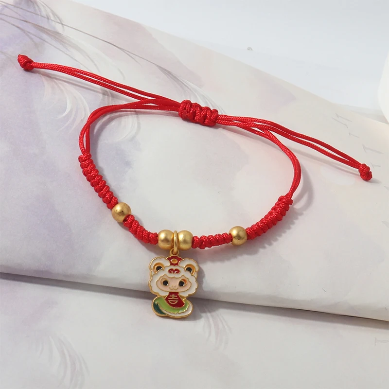 2025 Snake Year Lucky Red Rope Bracelet Chinese Style Zodiac Snake