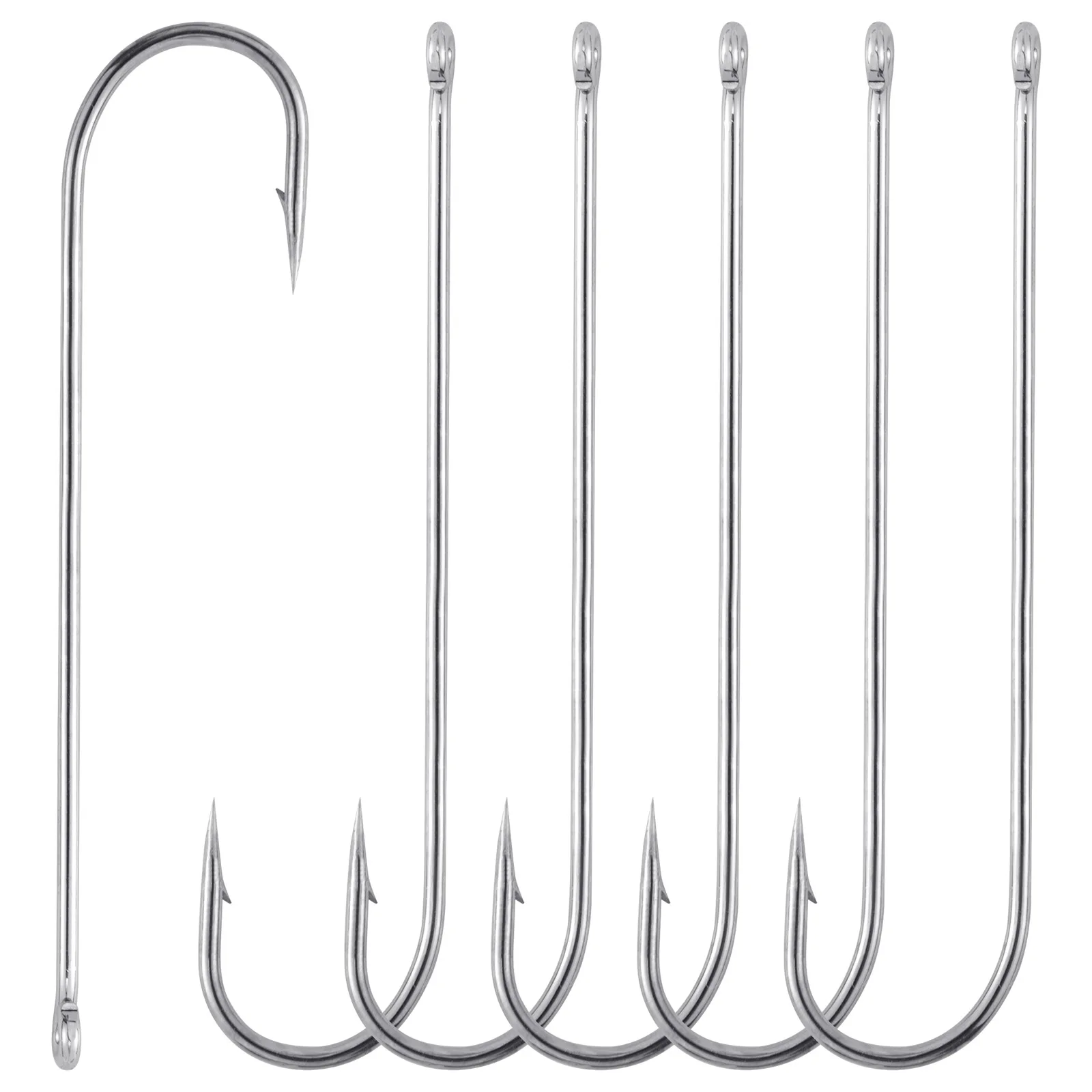 

50/100pcs Extra Long Shank Hook Aberdeen Hook Offset Fishing Hook High Carbon Steel Freshwater Live Bait Trout Bass Catfish Pike