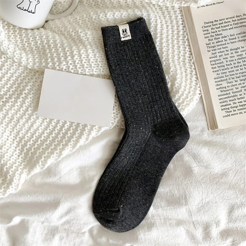 Trendy Korean-Style Women's Cartoon Dots Crew Socks - Comfortable, Breathable, and Colorfully Warm