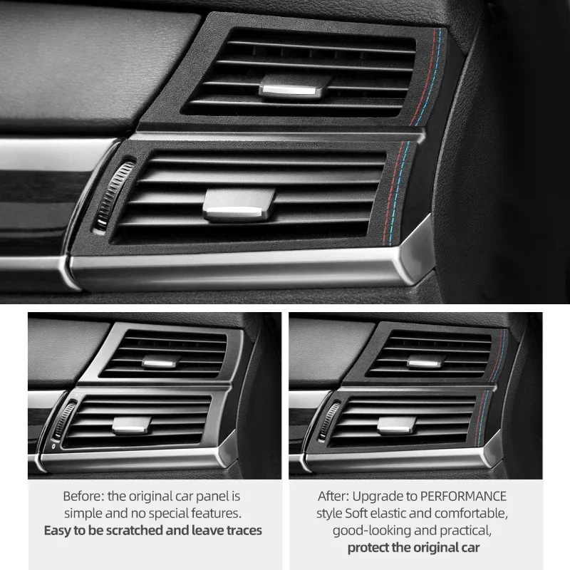 Dashboard Side Air Vent Outlet Trim Frame Performance Sticker Car Interior Accessories For BMW X5 E70 X6 E71 Made of Alcantara car interior trim,dashboard air vent trim