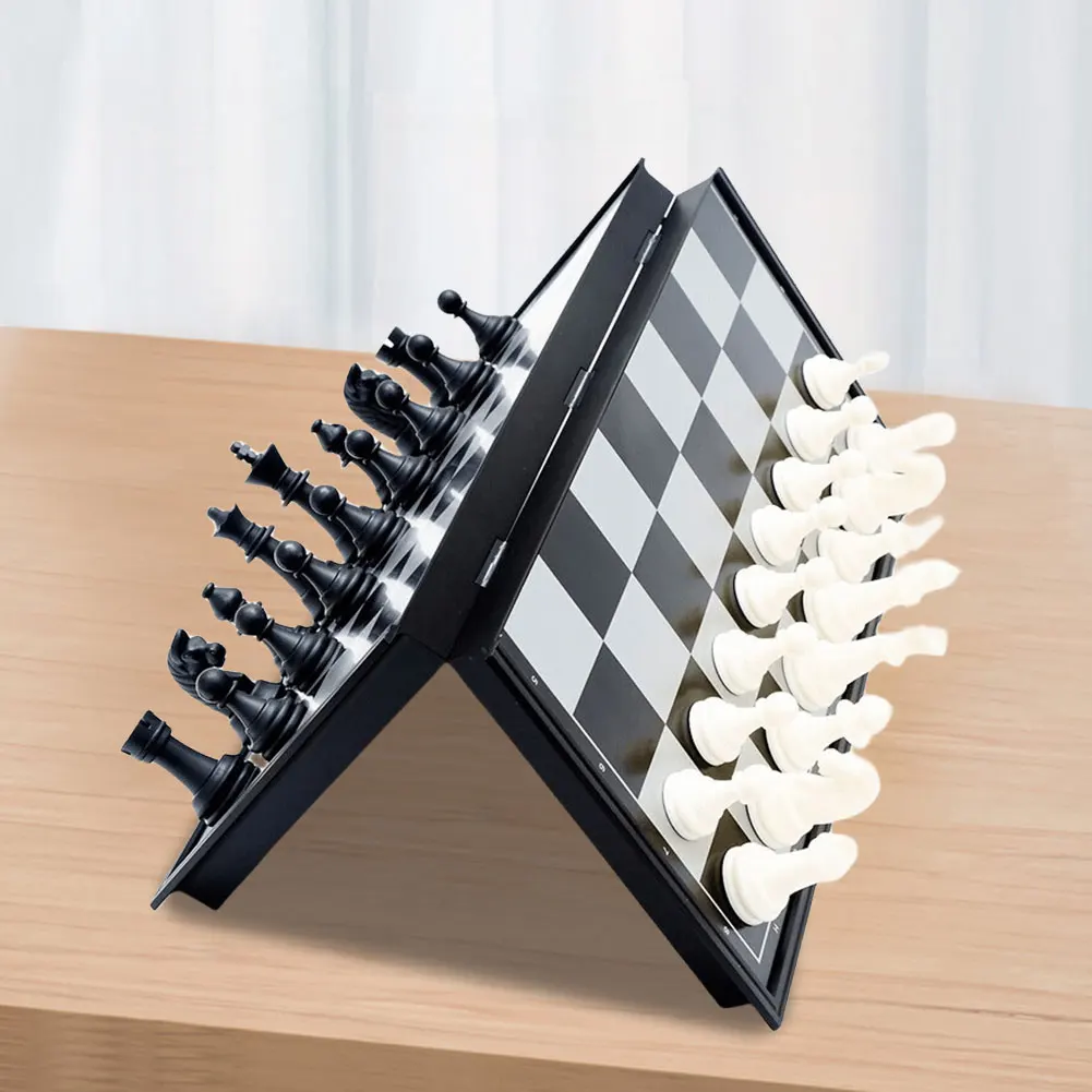 Folding Magnetic Chess 19.5*19.5cm Plastic Chessboard Game Foldable Chess Board Gift for Adult Kids Beginner