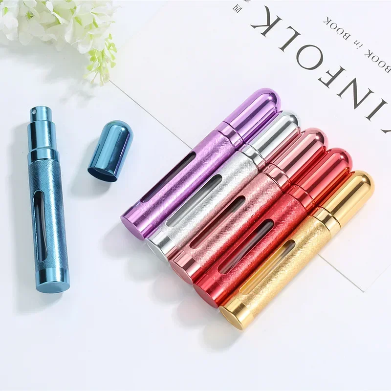 Aluminum Perfume Bottle Potable Travel Accessories Refillable Glass Spray Bottle Perfumes Atomizer Cosmetic Containers 6Pcs 12ml