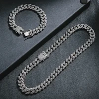 Hip Hop 13 Mm Studded with Ice Crystal Rhinestones Miami Curb Cuban Chain Bling Rappers Men Necklace Men and Women Jewelry 1
