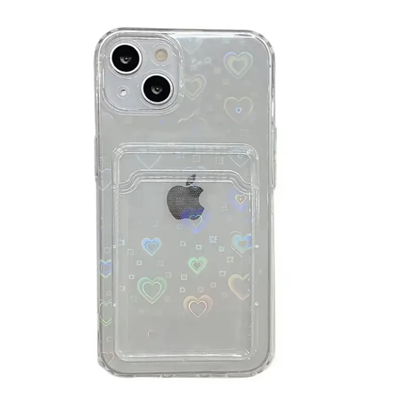 thumbnail image 1 of Funda transparente con corazones para iPhone, 15, 14, 13, 12, 11 Pro Max, Mini, XR, 7, 8, 14 Plus, XS, SE, 1 of 5