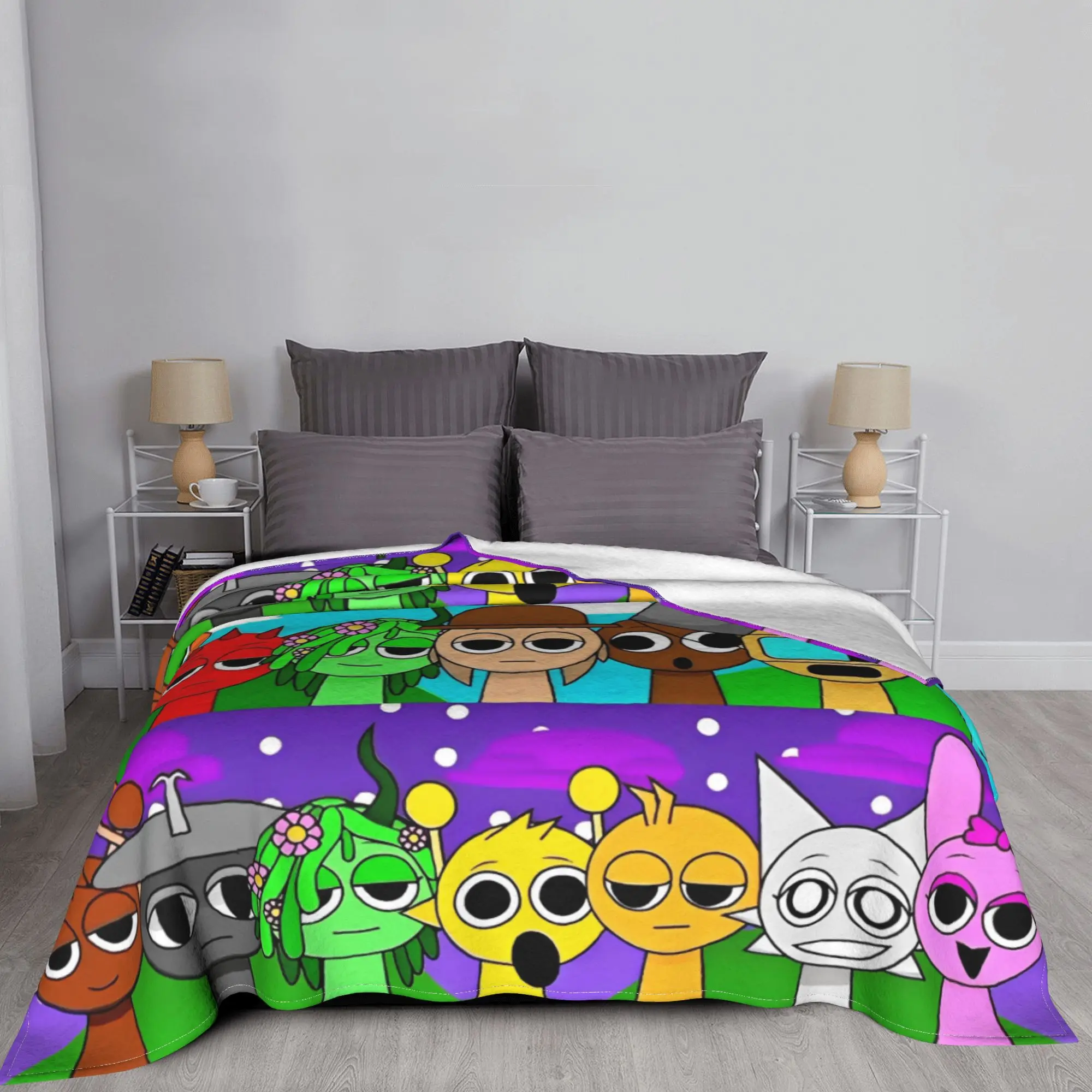 Sprunki Incredibox Blankets Beats Game Flannel Vintage Breathable Throw Blanket for Coverlet Spring Autumn 4
