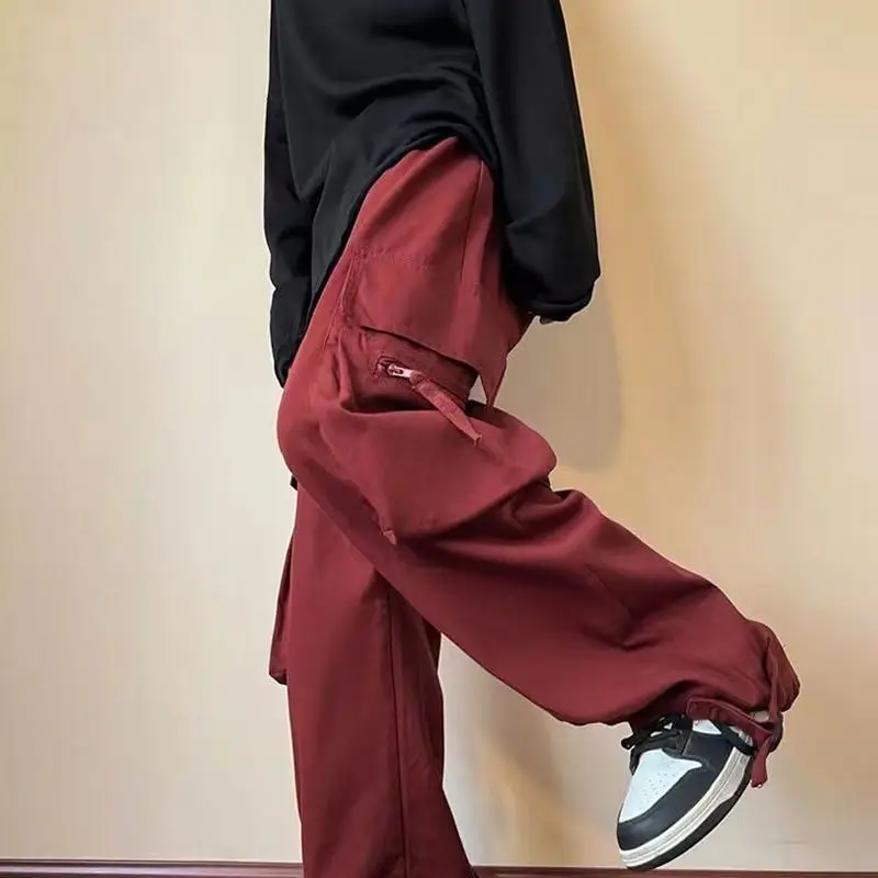 2023 Women High Street American Retro Hip Hop Baggy Oversize Cargo Pants Y2K Casual Straight Wide Leg Trousers Female Pantalones