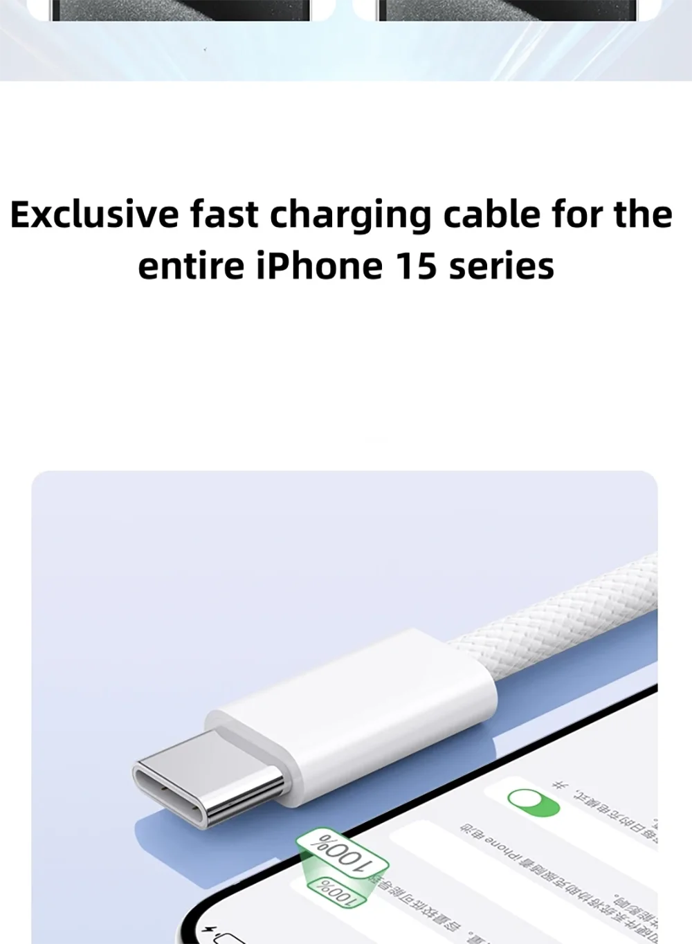 E3 original 60w tipo-c cabo carregador rápido para apple iphone 16 pro max 15 usb c carregamento rápido para xiaomi samsung tecelagem cabo
