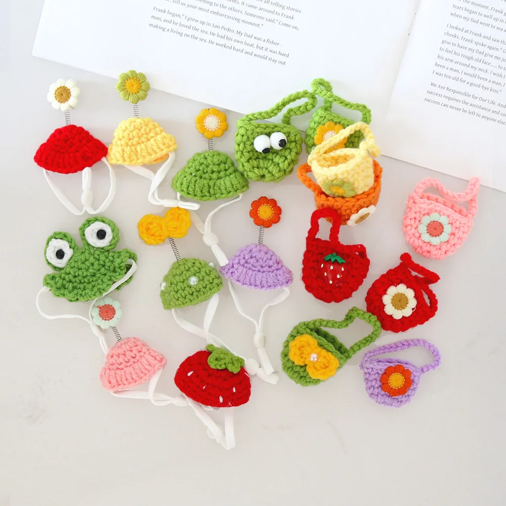 Hamster Clothes Pet Headwear Hat Spot Hamster Golden Bear Honey Bag Flower Branch Dutch Pig Bag Set
