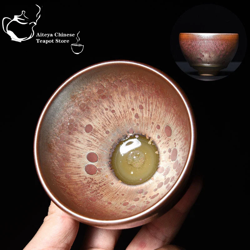 Jianzhan Shuiji Tea Cup Single Cup Colored Gold Yao Transformed Tianmu Zhan Raw Mineral Iron Body Ceramic Cup