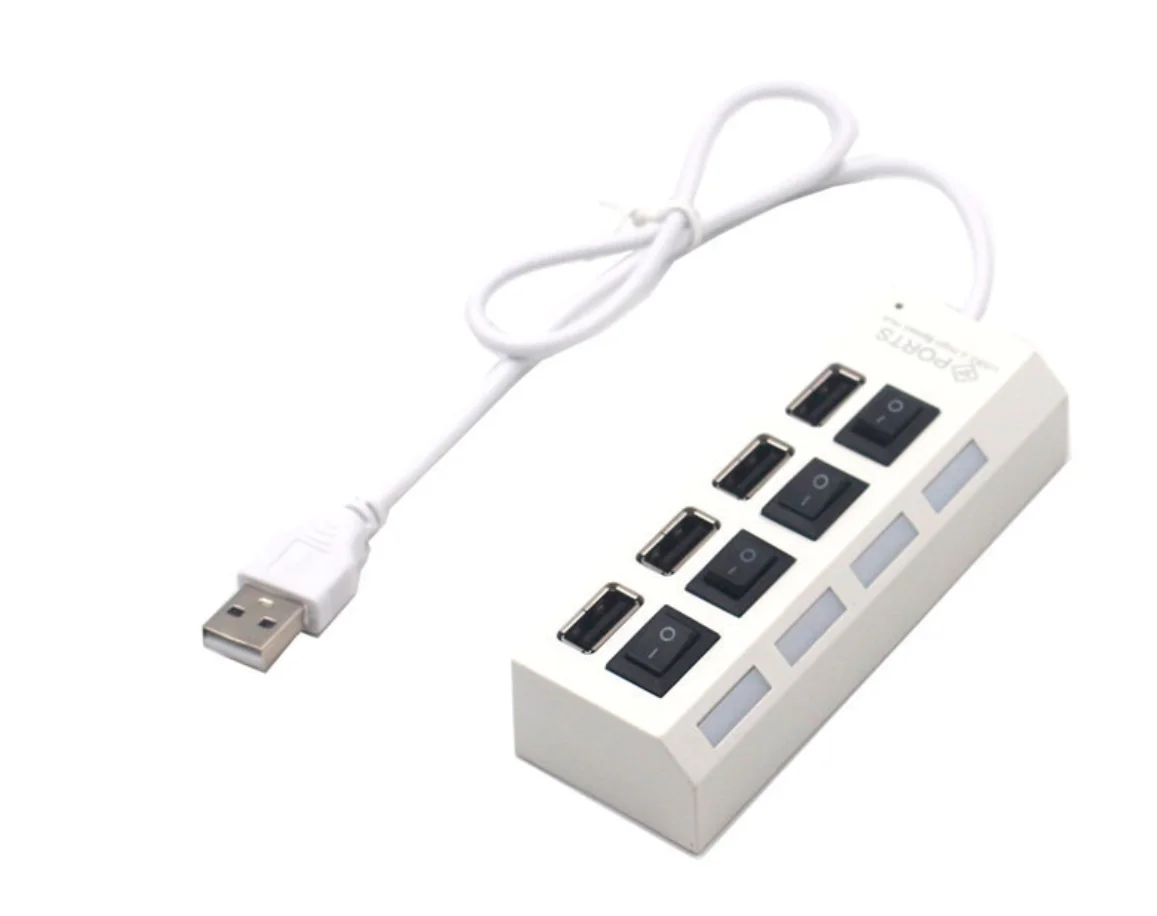 موزع USB 4/7 منافذ متعددة مع مفتاح تشغيل/إيقاف متع...