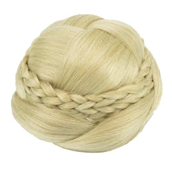 Elegant Braided Chignon Synthetic Hair Bun Wig - Perfect for Weddings, Parties, and Dance Events (Blonde)