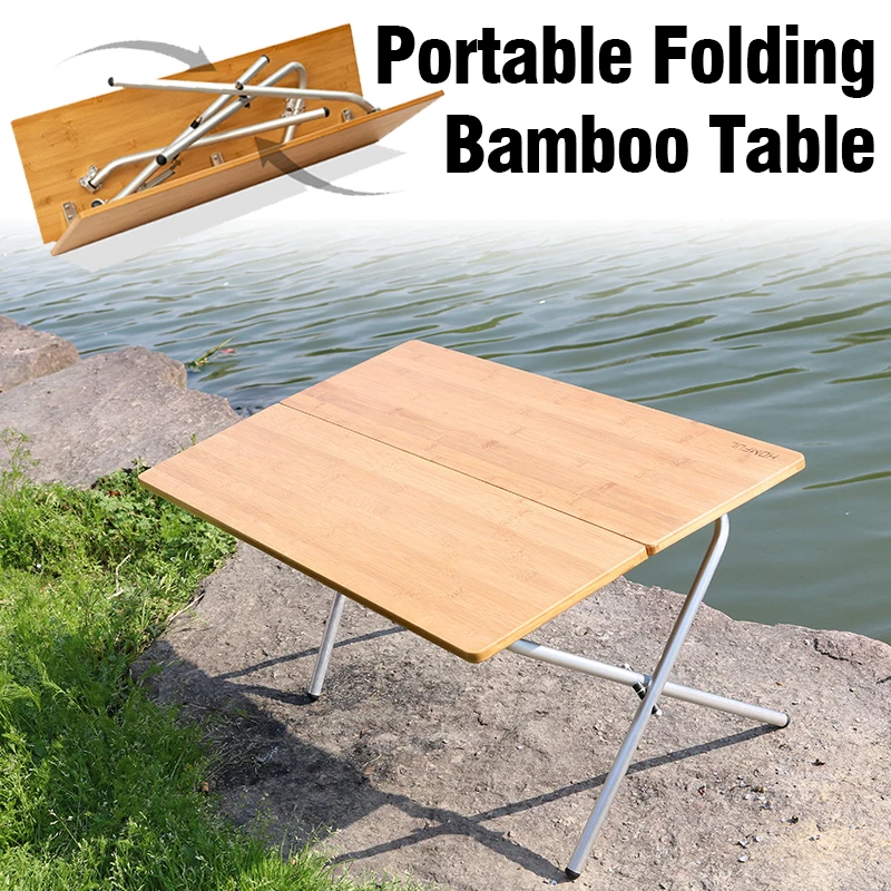 

Camping Bamboo Folding Table Portable Outdoor Fishing Picnic Folding Desk Aluminium Alloy Foldable Table Storage Dining Table