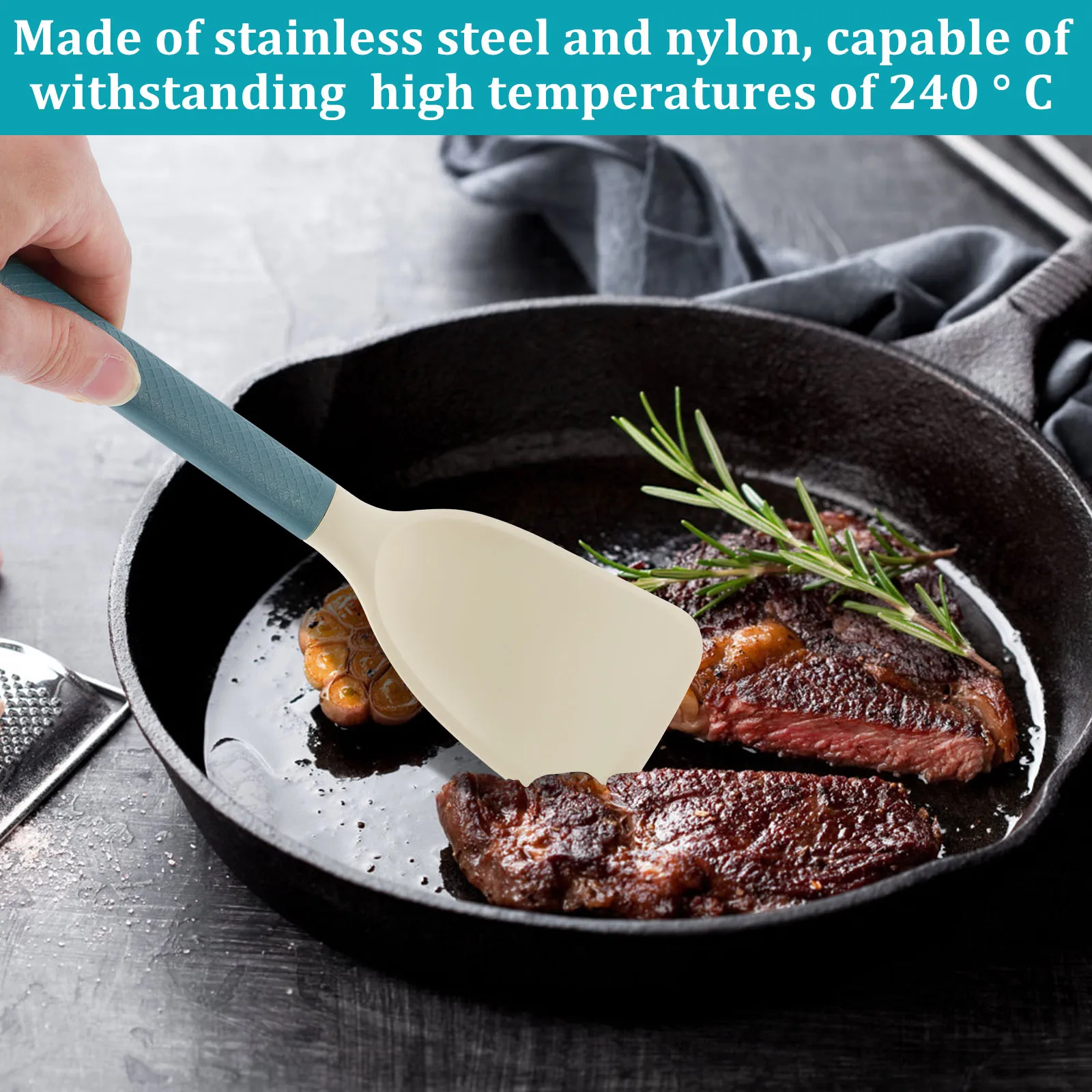 2 Pcs Silicone Turner Spatula Set Heat-Resistant Silicone Spatula Nonstick Turner Waterproof Pancake Flipper