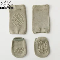 Toddler Kids Knee Pad Protector Soft Socks Set Solid Color Anti Slip Socks Kneecap Kid Crawling Safety Baby Leg Warmers 1-3Years 4