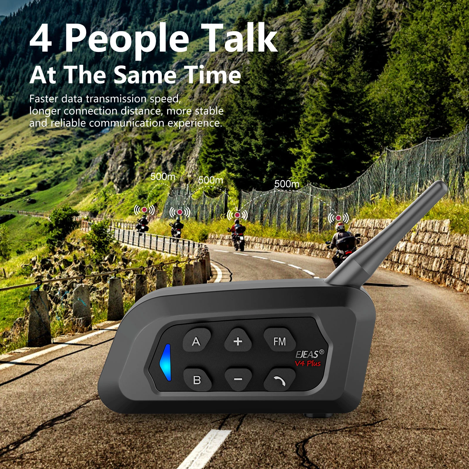 EJEAS V4 ÷      1500M 4 ̴ ׷ Intercomunicador  FM IP65 