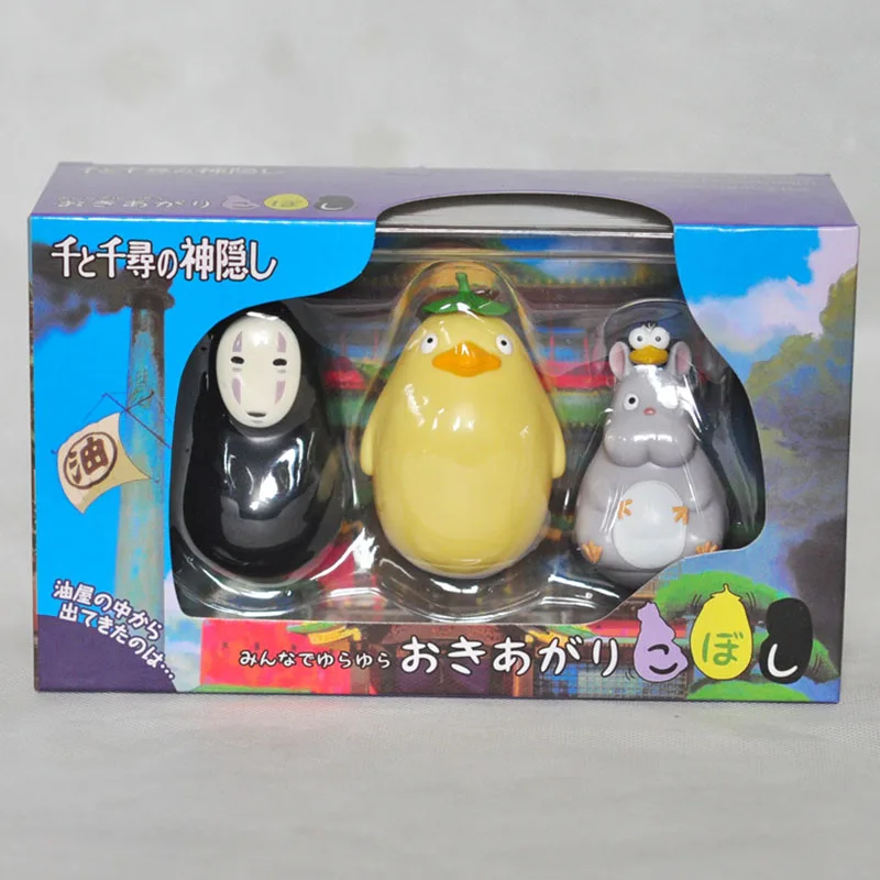 

3Pcs/Set Spirited Away No Face Man Boh Rat Yellow Duck Faceless Man PVC Action Figure Model Kawaii Toy Tumbler Doll Decoration