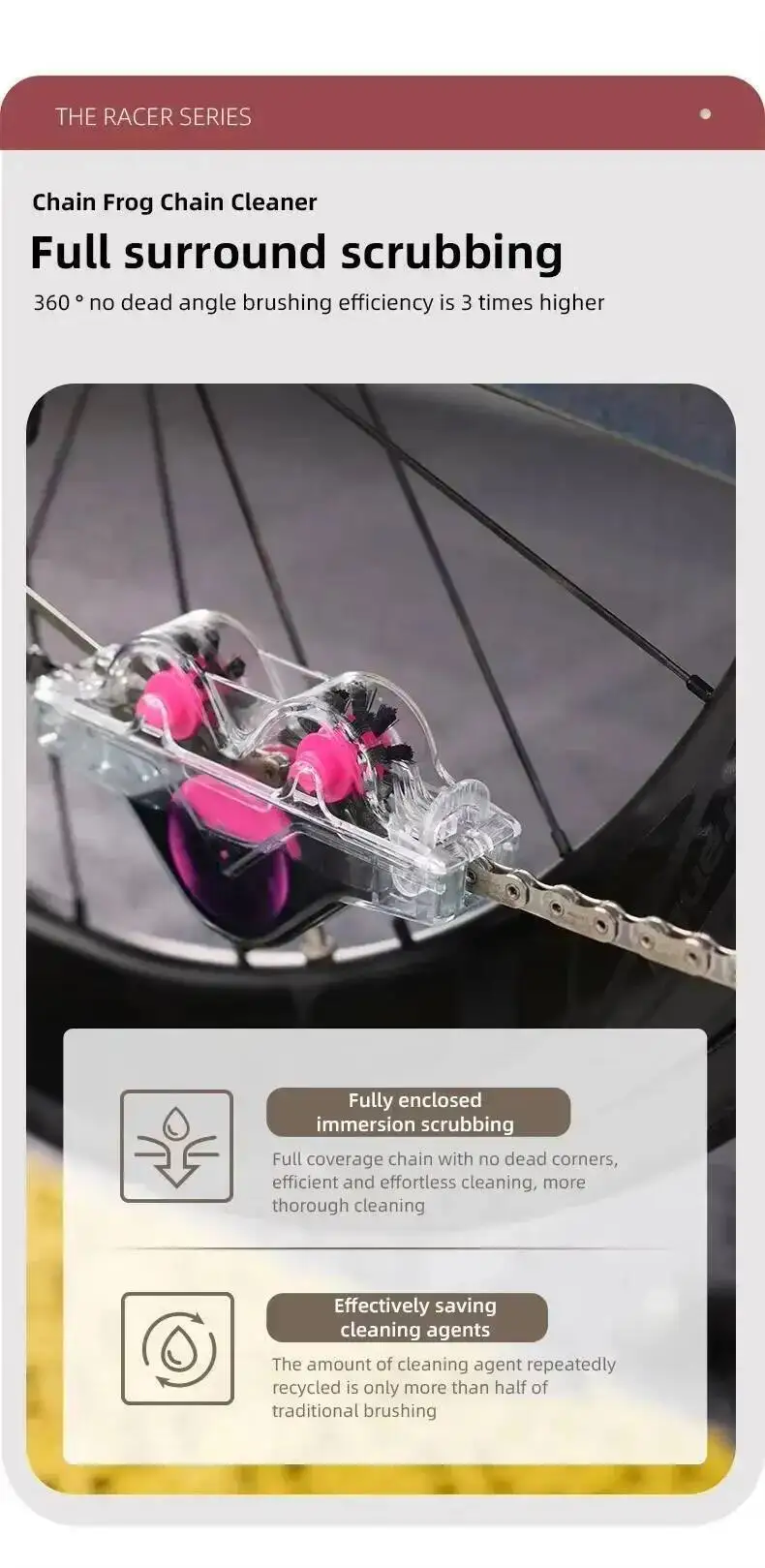 ESLNF Reiniger Reinigungsbürste Fahrrad-Waschset Schutzöl Kettenschutz für Mountainbike-Zubehör – Detail 3