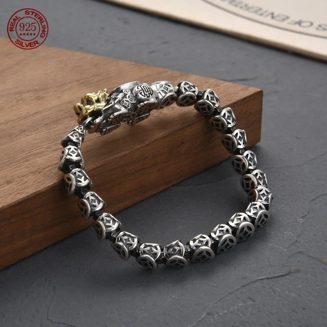 The new S925 sterling silver handwoven brave bracelet men and women trend retro national wind ornaments to send boyfriend